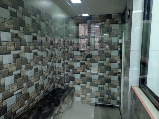 Inside the steam room